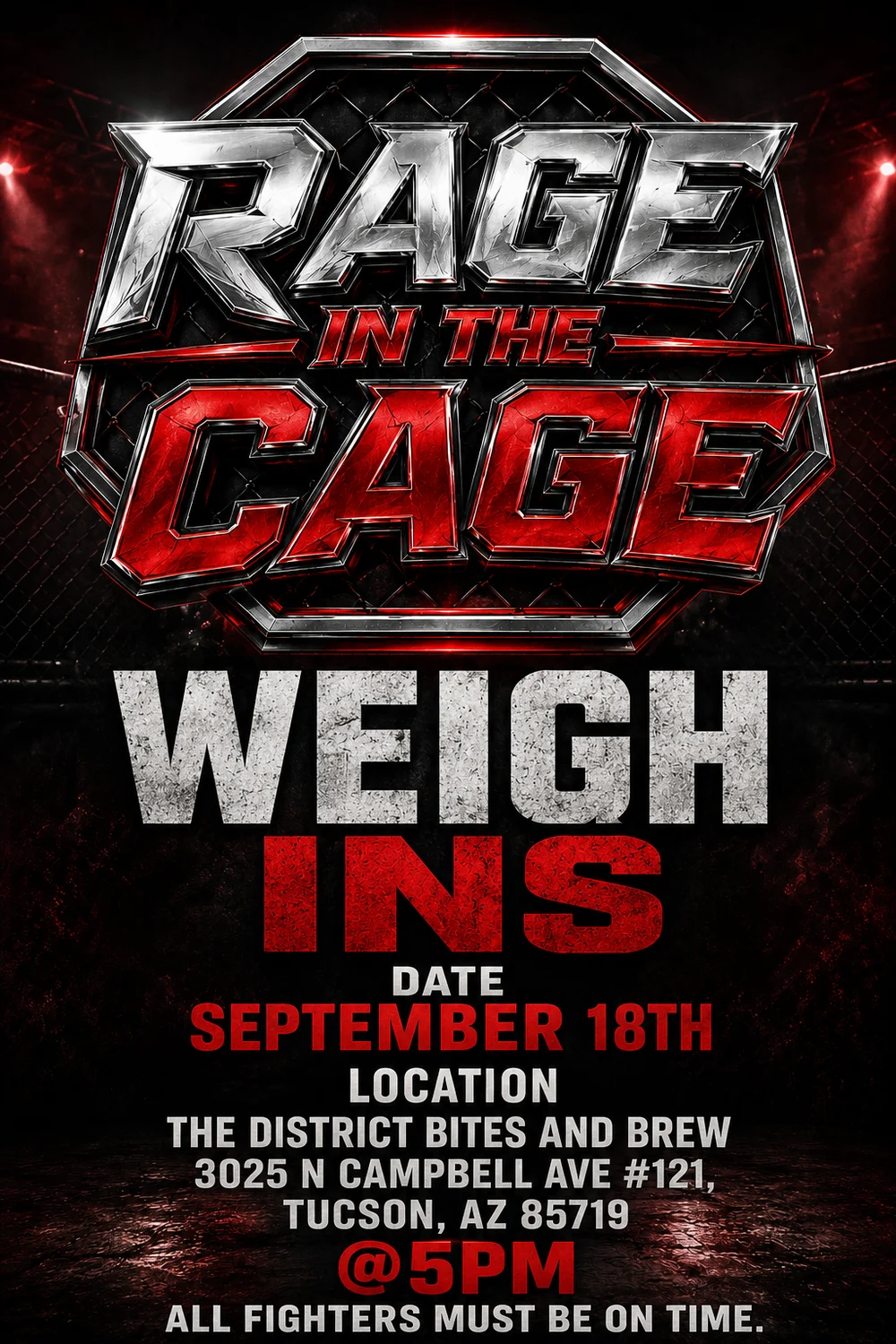 Rage in the Cage official weigh-in September 18, 2026